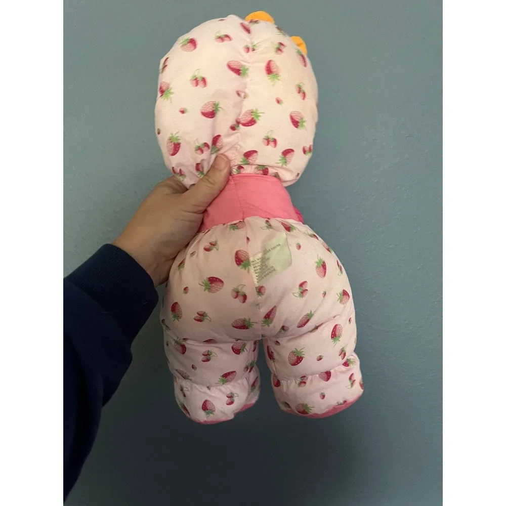 Strawberry Fields Doll Plush‎ Baby Rubber face Toy Pink Yellow Fruit Hooded Soft